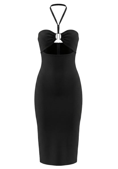 Halter Bustier Midi Dress Black